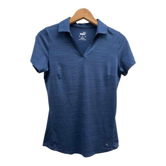 Puma Golf Women's Cloudspun Free V-neck Polo Size XS Navy Blue - Picture 1 of 8